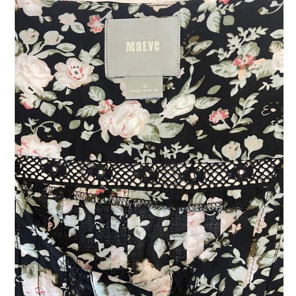 Anthropologie Maeve Celyn Floral Lace Peasant Top Blouse Flowy Size Womens 10 - Picture 5 of 11